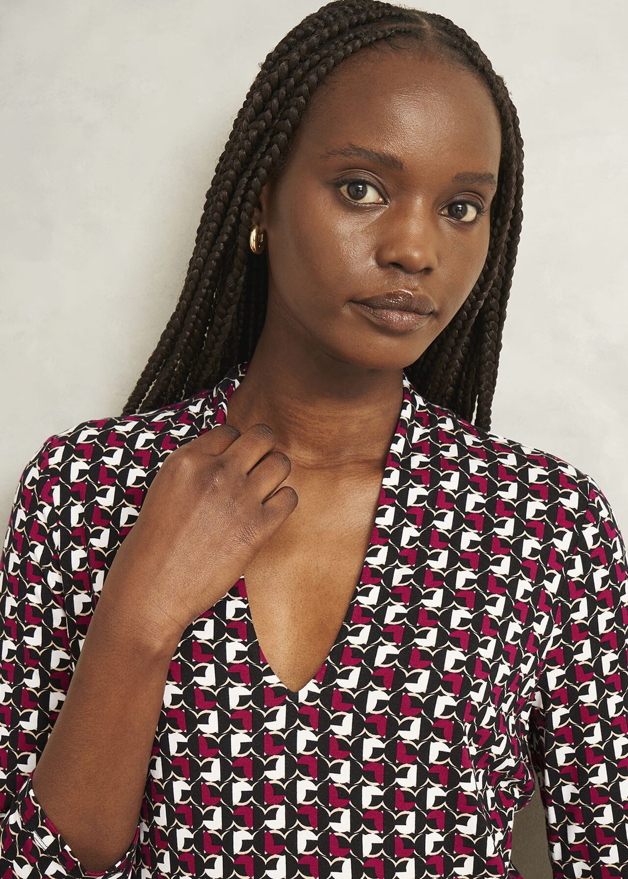 Aimee Printed Top, Pink Ivory, hi-res