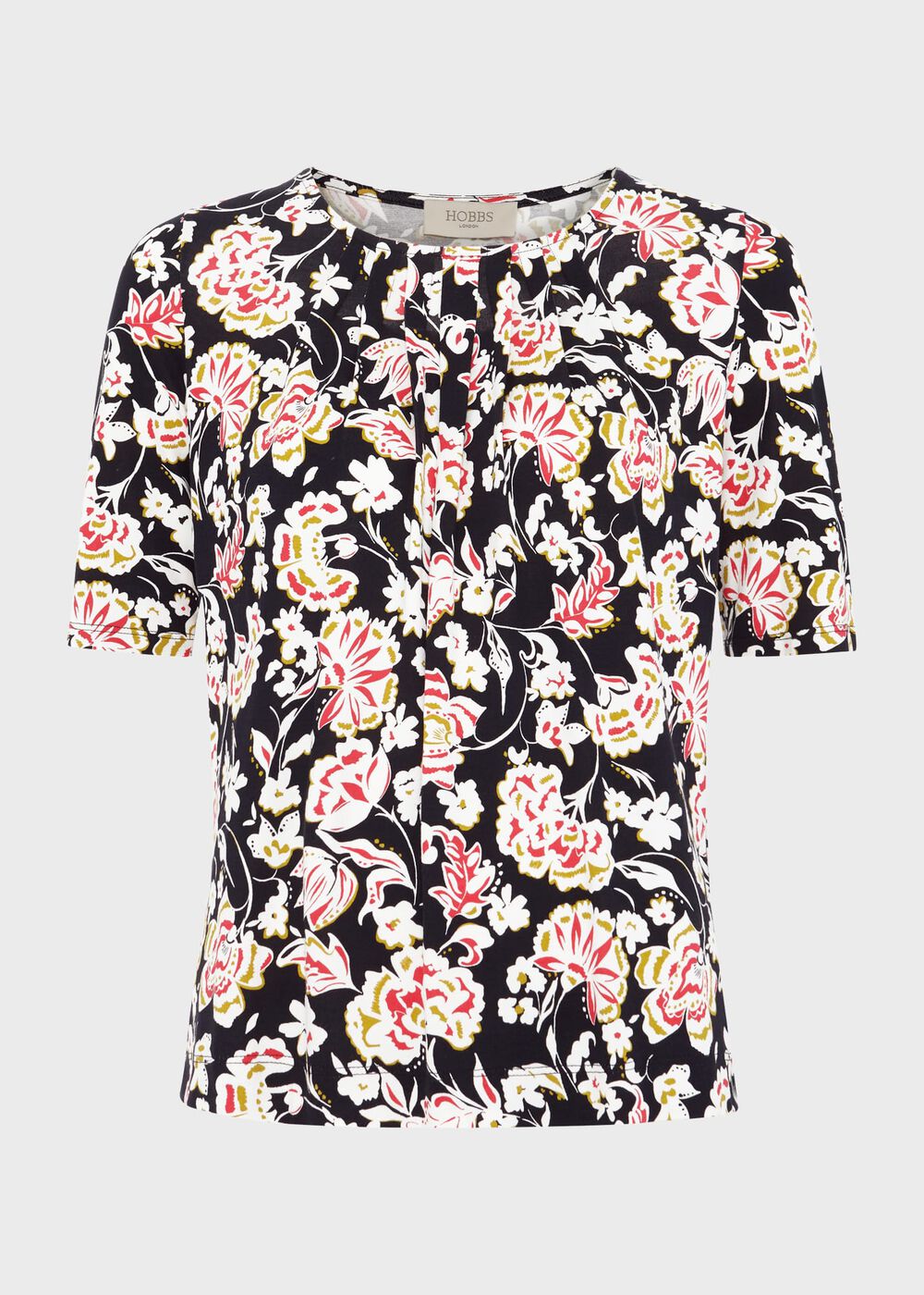 Jacqueline Print Top, Navy Damask, hi-res