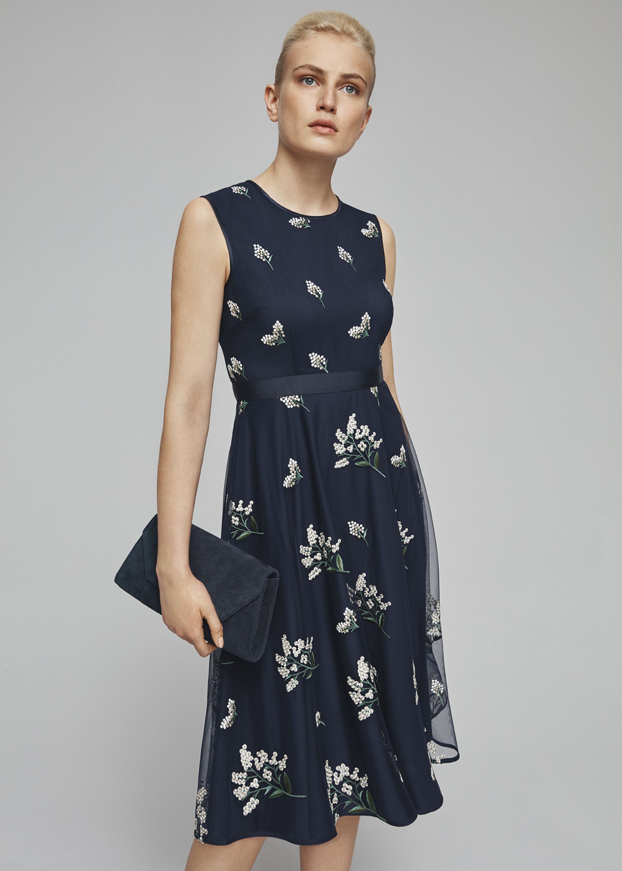 hobbs blue and white floral dress