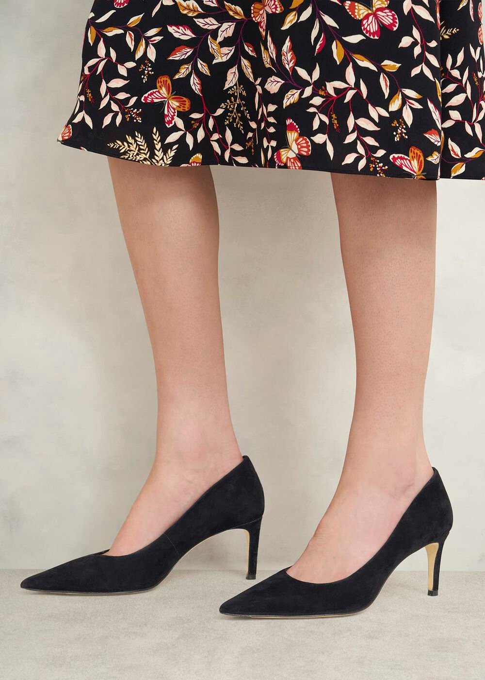 Leila Suede Court Shoes, Black, hi-res