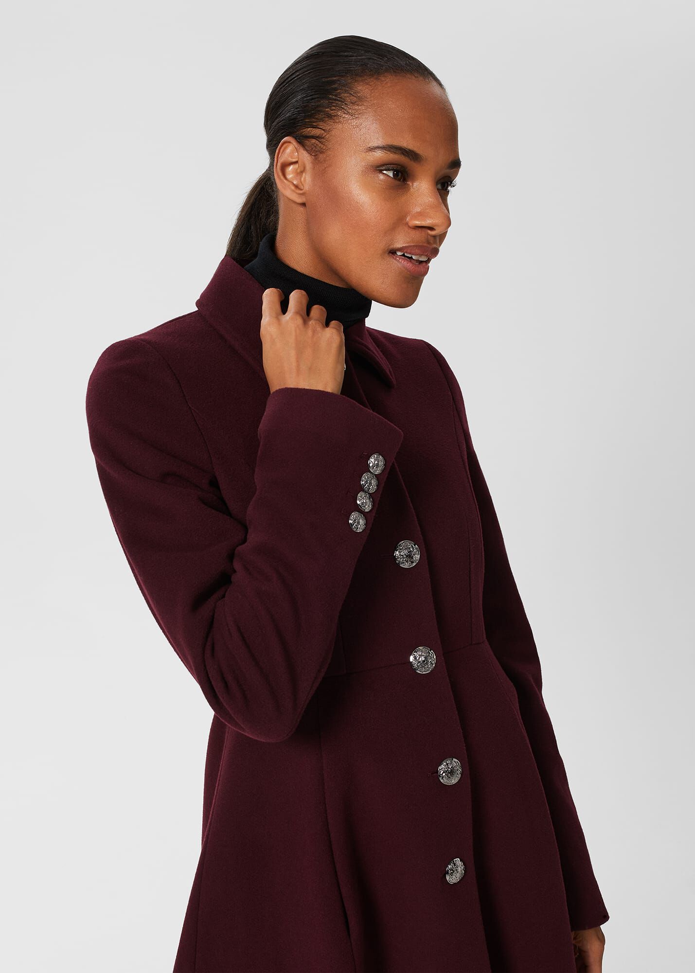 Wine wool coat sales