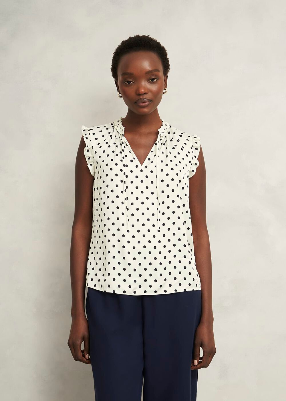 Adriel Blouse, Ivory Navy, hi-res