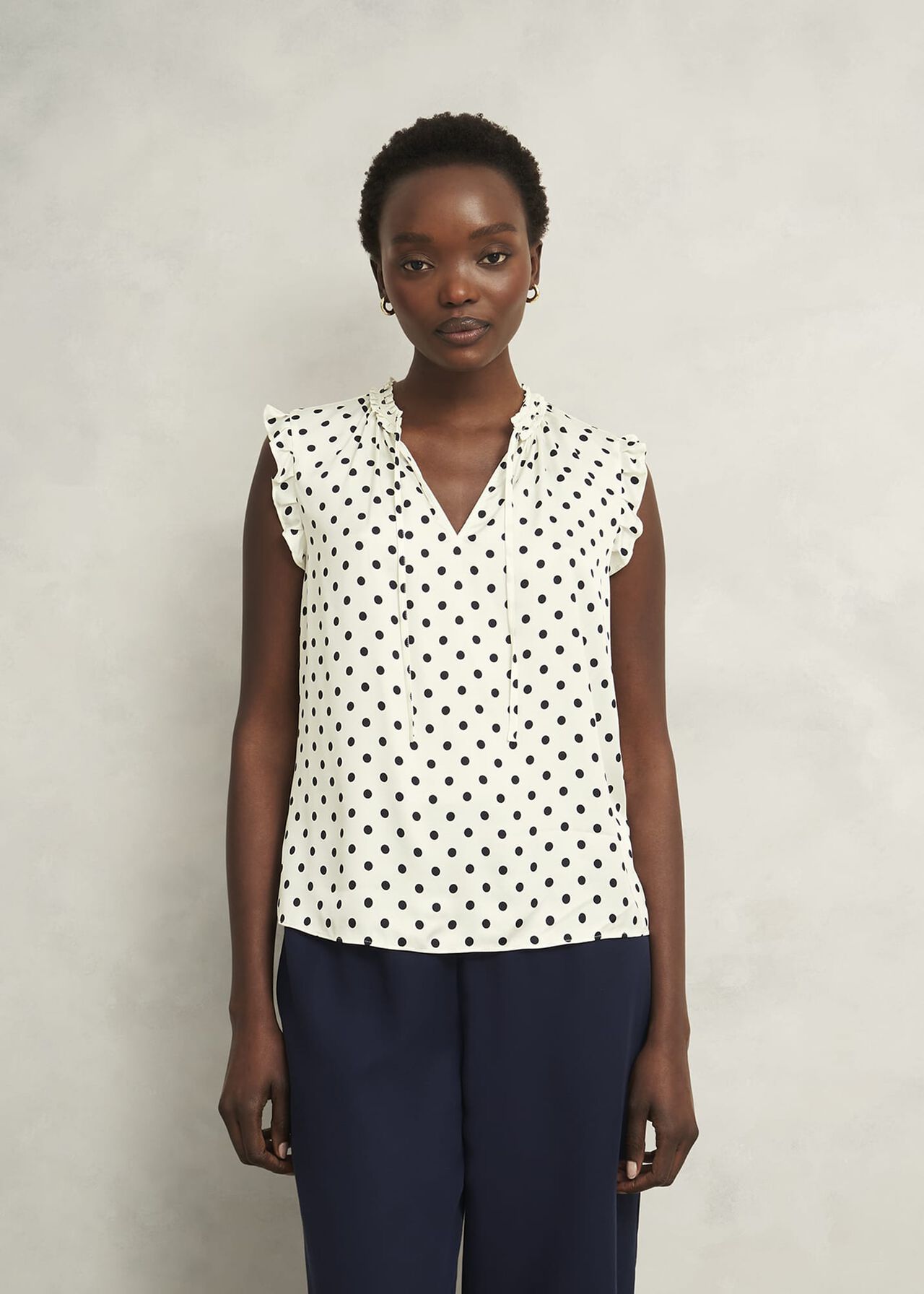 Adriel Blouse, Ivory Navy, hi-res
