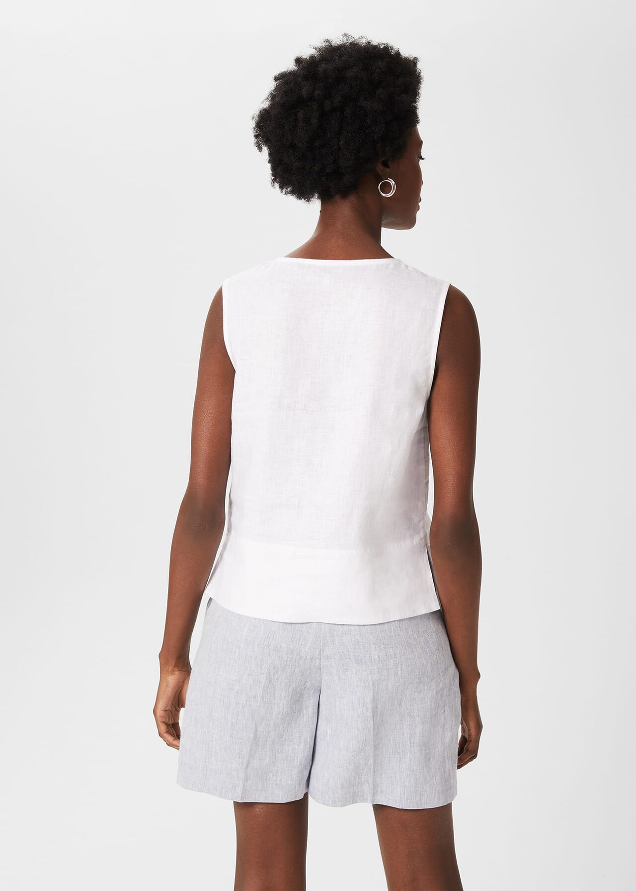 Gayle Linen Top, White, hi-res