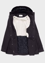 Dannie Waxed Cotton Coat, Navy, hi-res