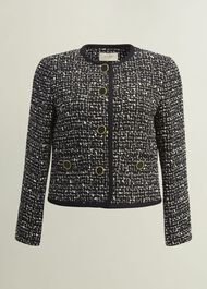 Emilia Tweed Jacket, Black Ivory, hi-res