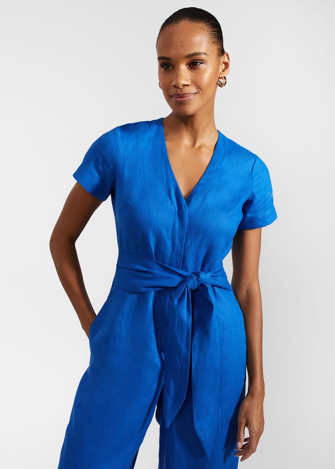 Aliya Linen Jumpsuit, Atlantic Blue, hi-res