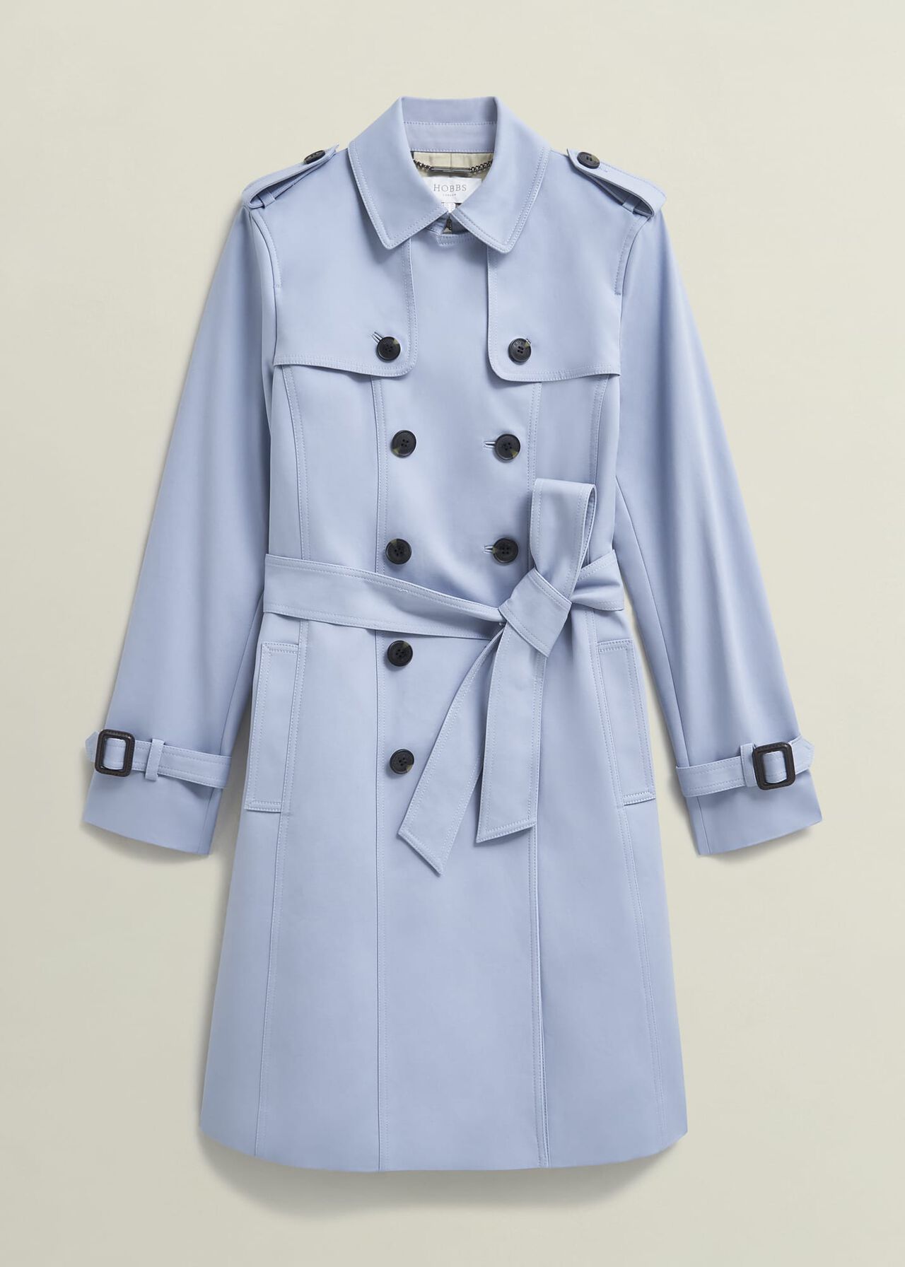 Skylar Shower Resistant Trench Coat, Pale Blue, hi-res