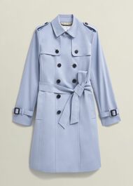 Skylar Shower Resistant Trench Coat, Pale Blue, hi-res
