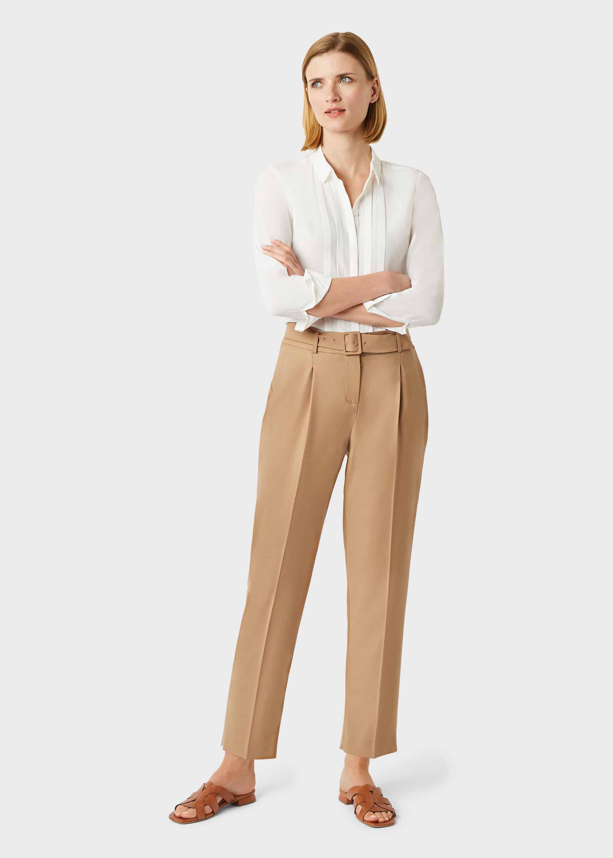 Bettina Check Suiting Tapered Trousers Camel Mix | French Connection UK