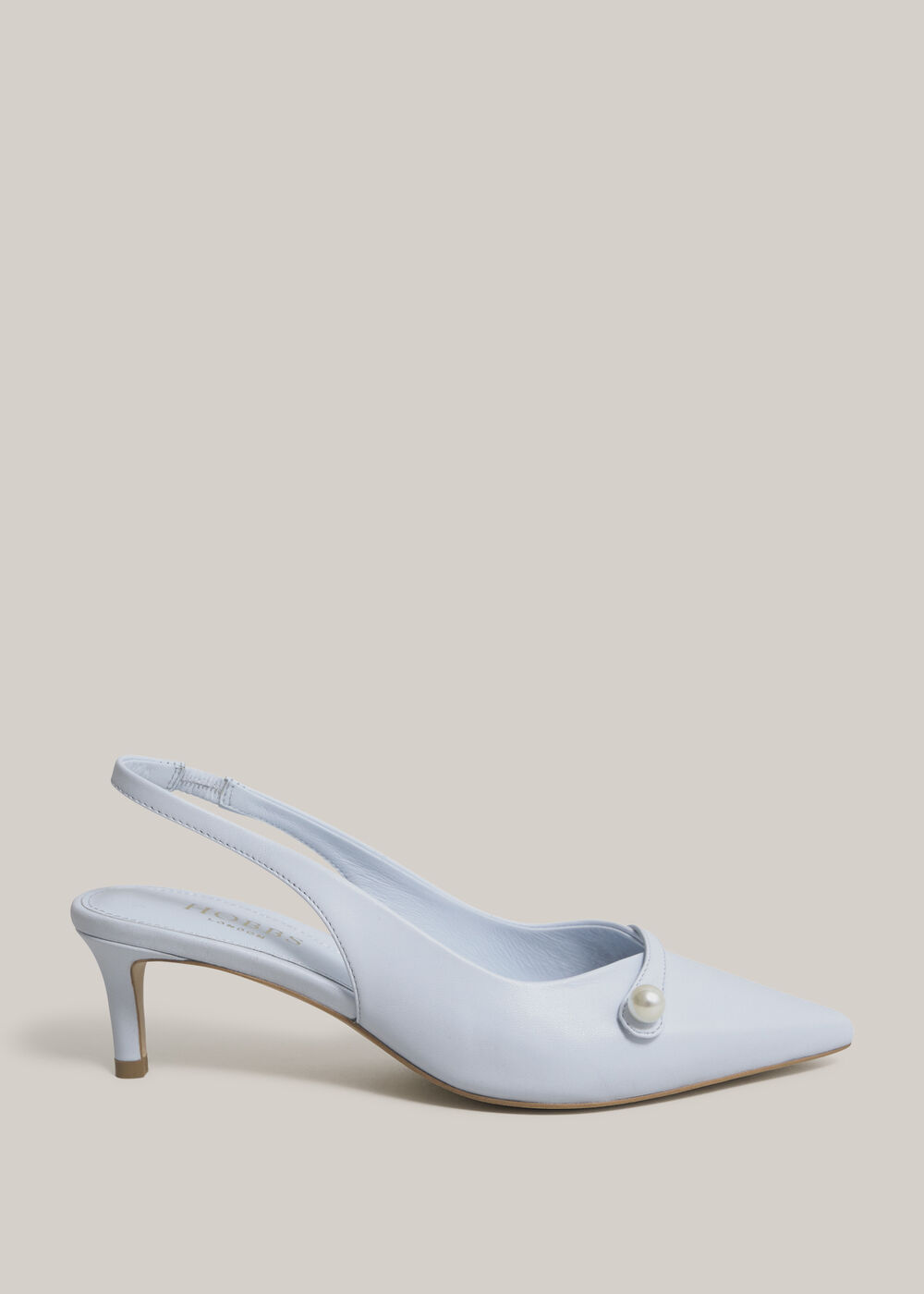 Serena Leather Slingbacks, Pale Blue, hi-res