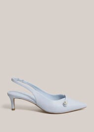 Serena Leather Slingbacks, Pale Blue, hi-res
