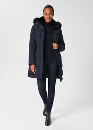 Dita Puffer Jacket With Hood, Navy, hi-res