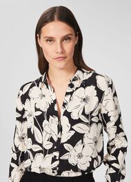 Lorraine Floral Shirt, Cream Black, hi-res