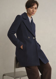 Betsy Cashmere Blend Coat, Navy, hi-res