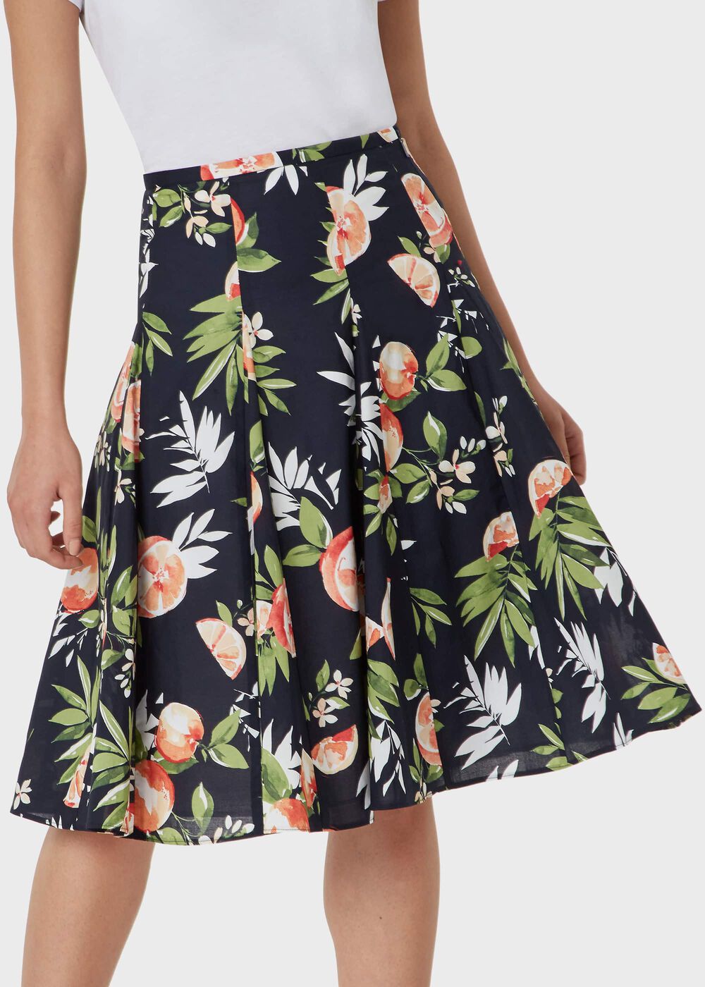 Melina Cotton Floral Full Skirt, Navy Multi, hi-res