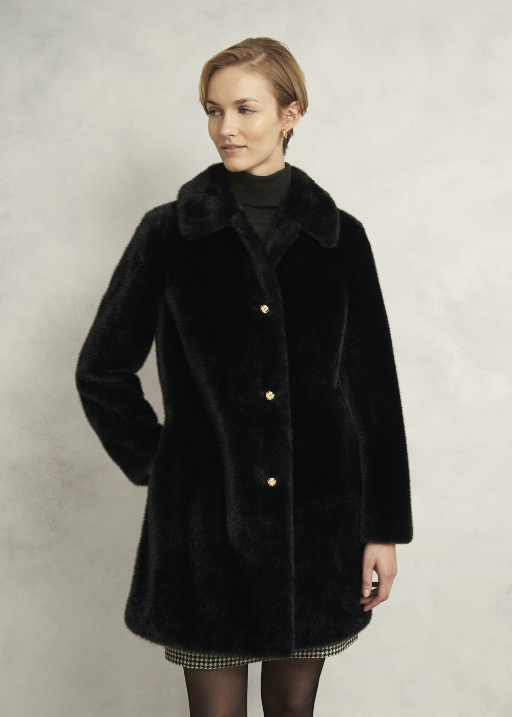 Rue Faux Fur Coat, Black, hi-res