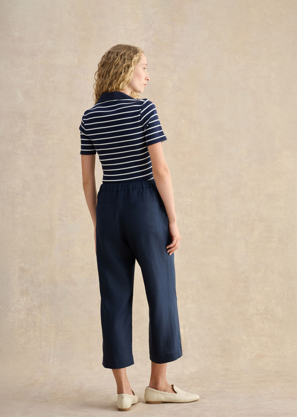 Lillie Wide Leg Trousers, Navy, hi-res