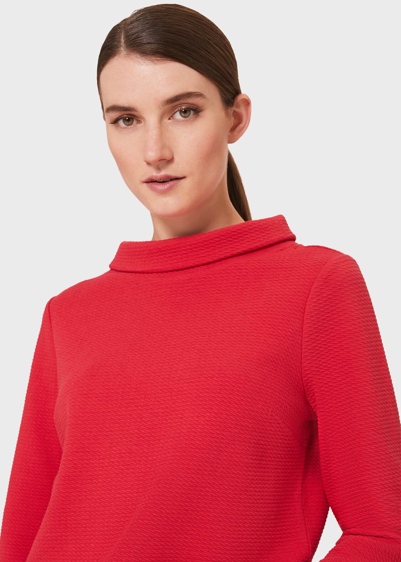 Betsy Textured Top With Cotton , Scarlet Red, hi-res