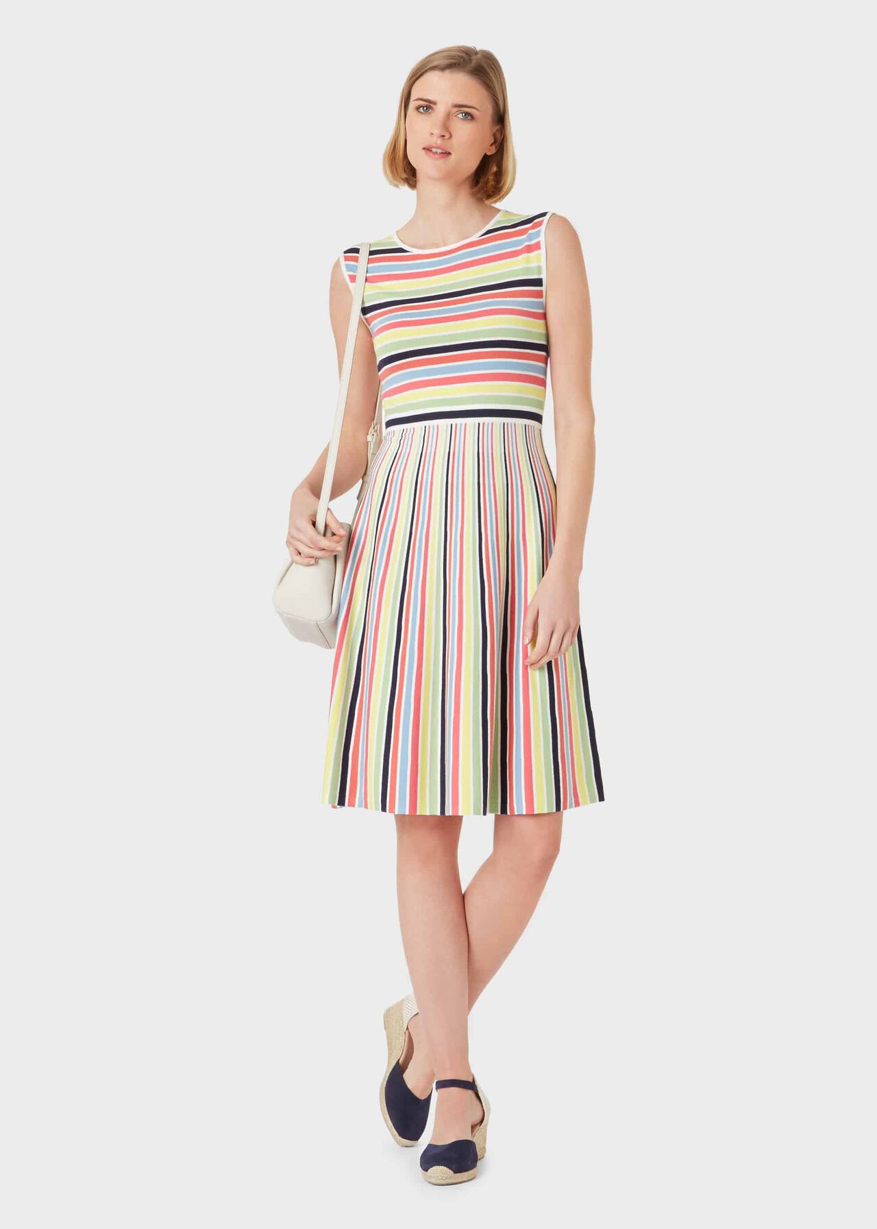 Rainbow Stripe Knitted Dress, Multi, hi-res