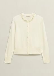 Oakley Beaded Cardigan, Ivory, hi-res