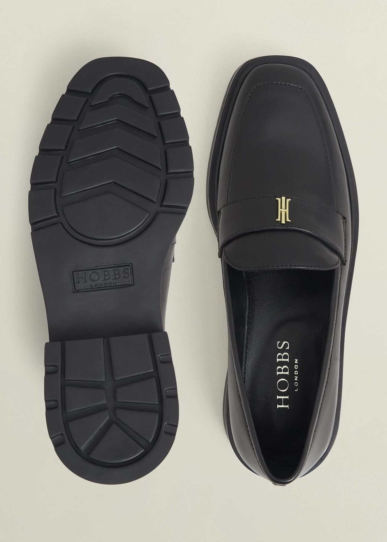 Saige Leather Loafers, Black, hi-res