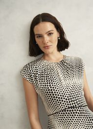 Paisley Spot Dress, Cream Black, hi-res