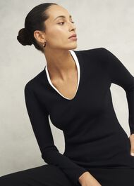 Scarlett Knitted Top, Black Ivory, hi-res