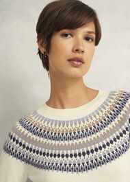 Greta Fairisle Jumper With Cashmere, Ivory Multi, hi-res