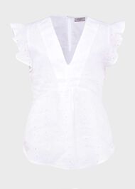 Avia Linen Embroidered Top, White, hi-res