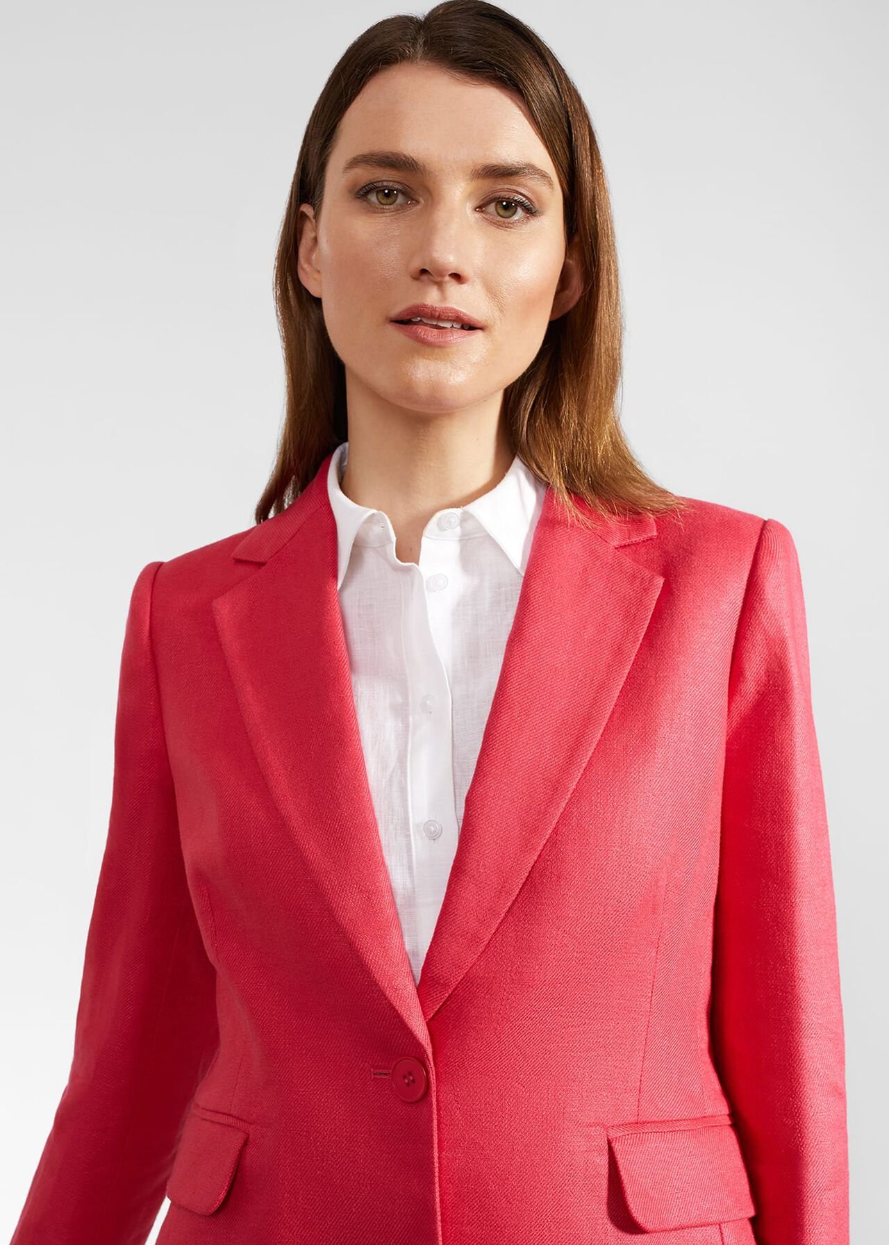 Petite Mirabel Linen Jacket, Raspberry Pink, hi-res