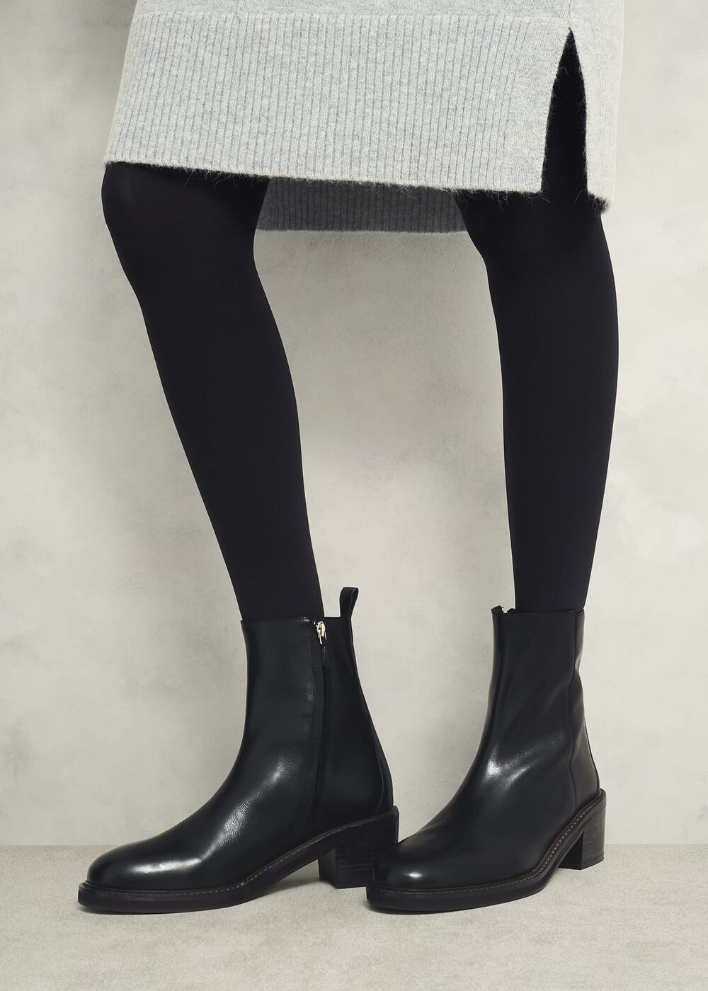 Sienna Block Heel Boots, Black, hi-res