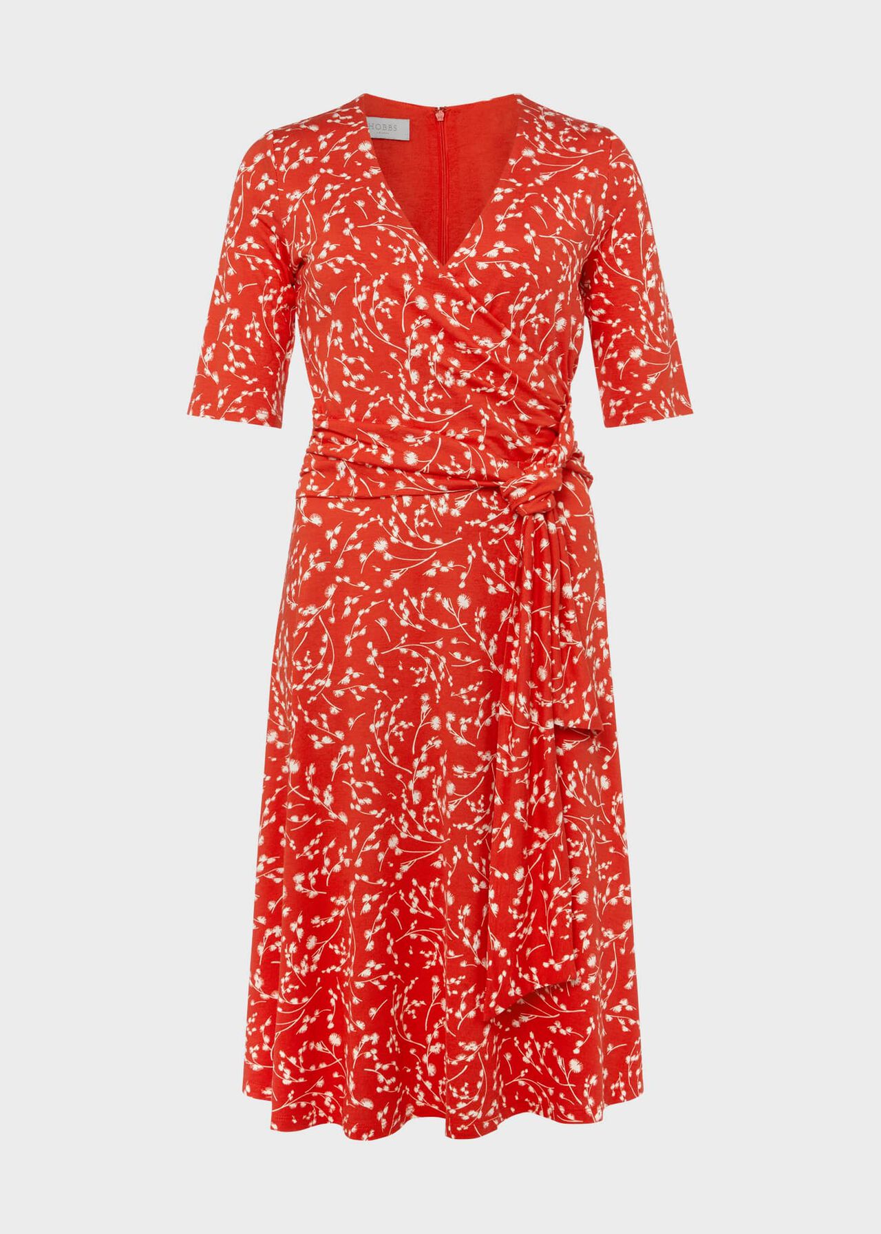 Dina Jersey Wrap Dress, Red Ivory, hi-res