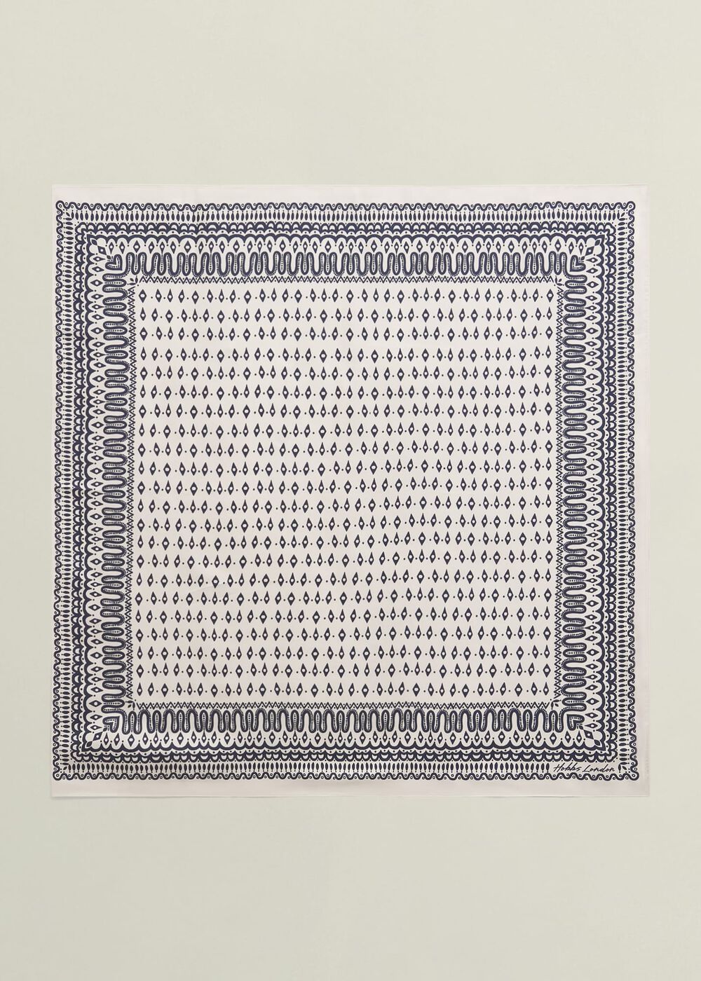 Bria Silk Scarf, Cream Navy, hi-res