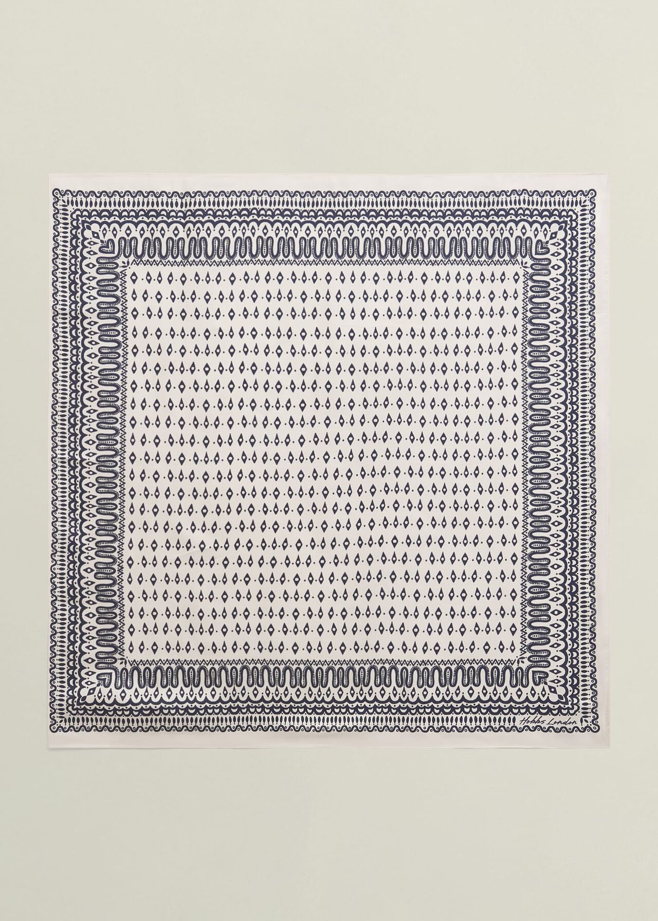 Bria Silk Scarf, Cream Navy, hi-res