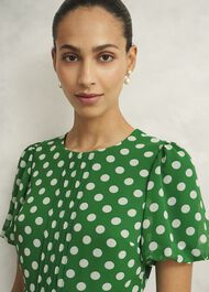 Dorothy Spot Dress, Green Ivory, hi-res