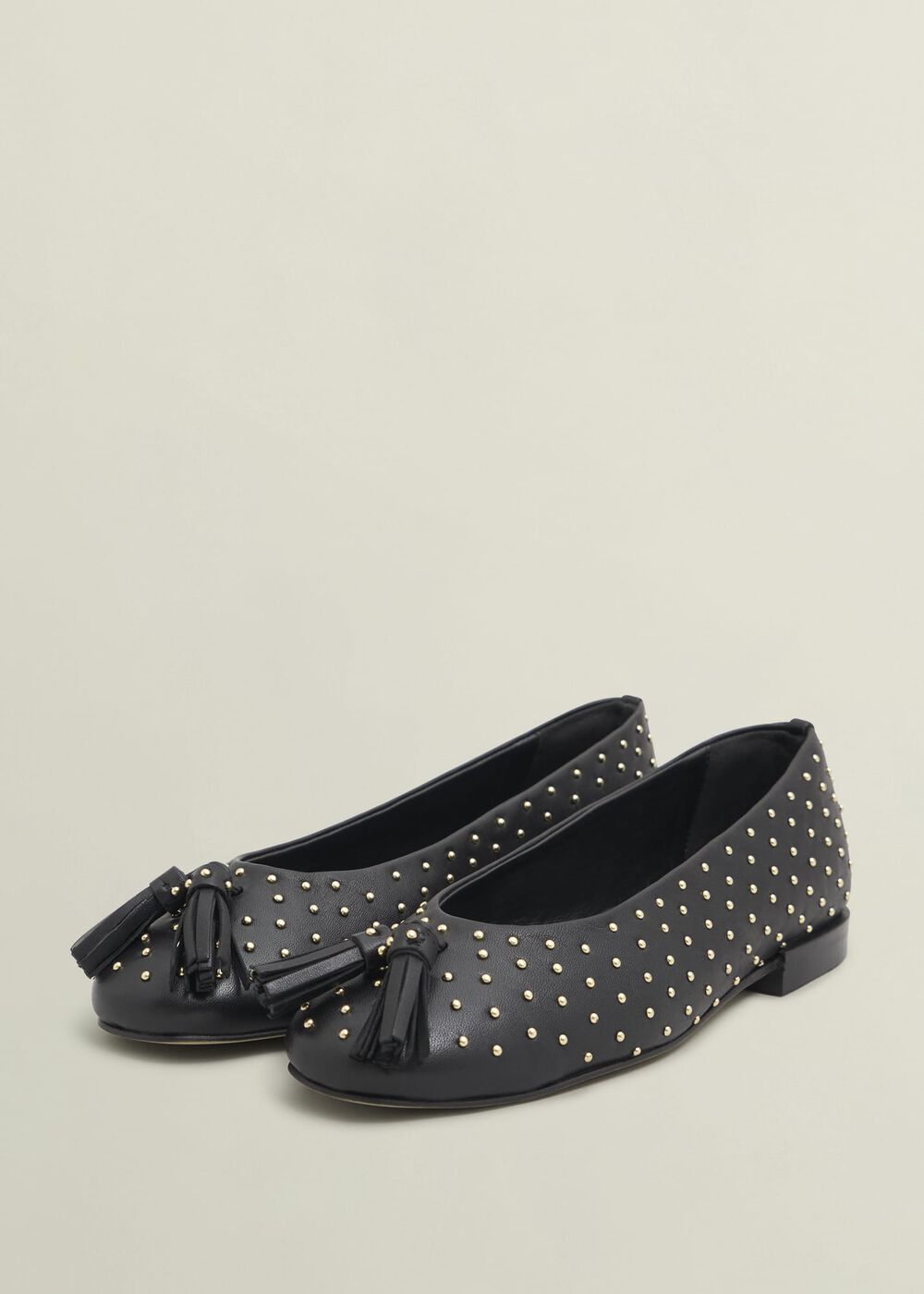 Bingley Studded Flats, Black, hi-res