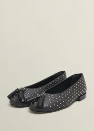 Bingley Studded Flats, Black, hi-res