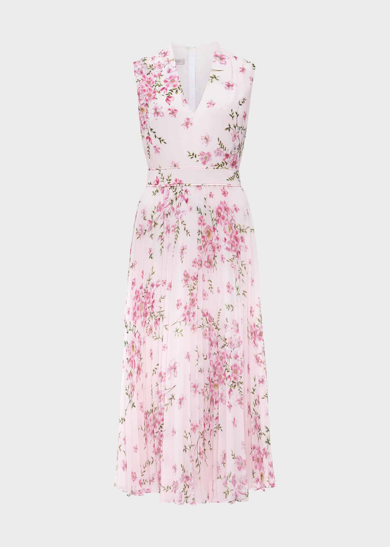 Petite Veronica Pleated Floral Dress, Pink Multi, hi-res