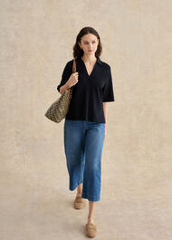 Lenora Relaxed Fit Polo Jumper, Hobbs Navy, hi-res