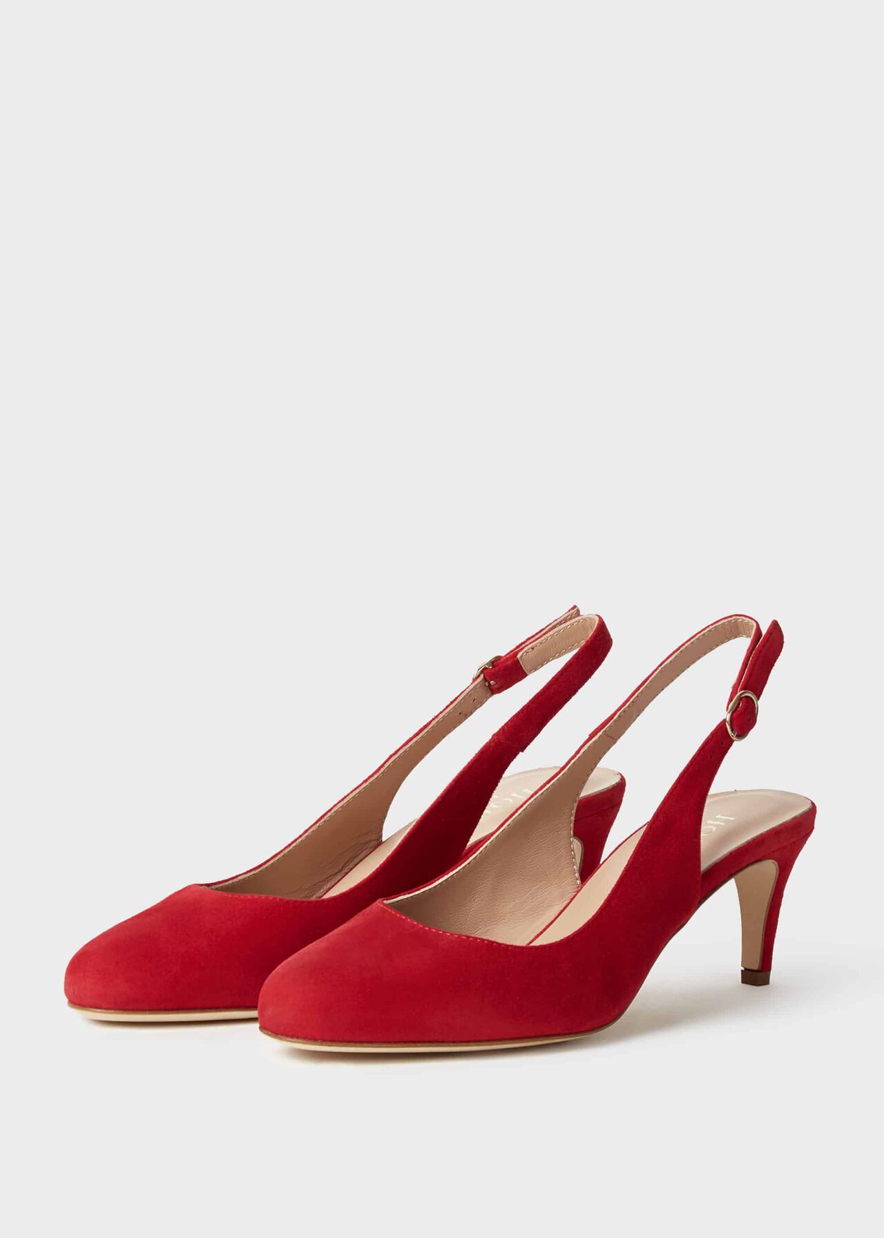 Emma Suede Stiletto Slingback Court Shoes, Scarlet Red, hi-res