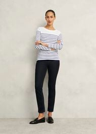 Constance Cotton Striped Top, White Blue, hi-res