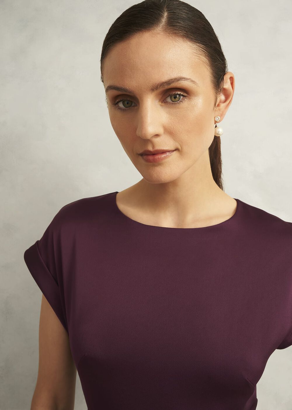 Agnes Satin Tie Dress, Onyx Red, hi-res