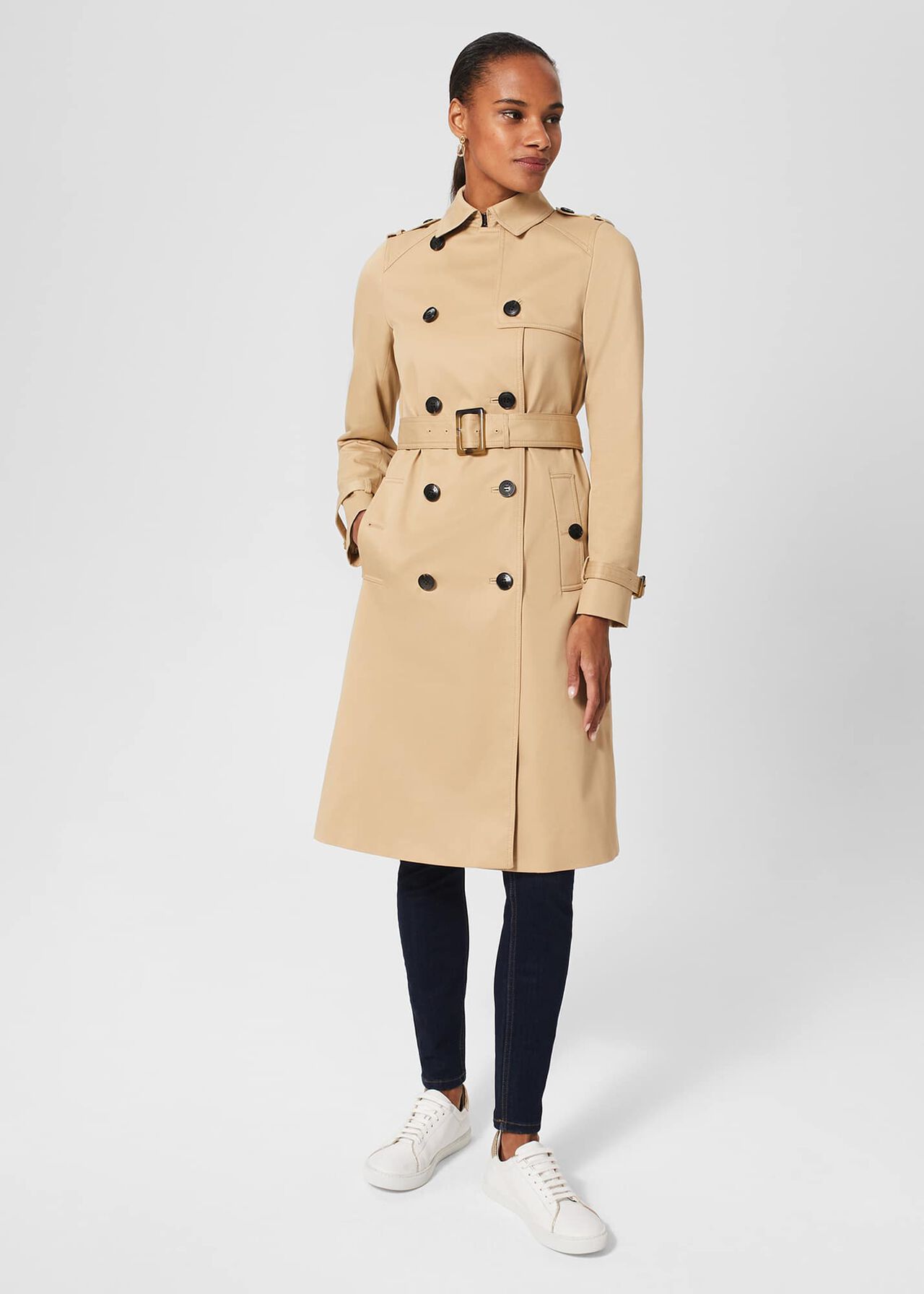 Petite Lisa Trench, Beige Suede, hi-res