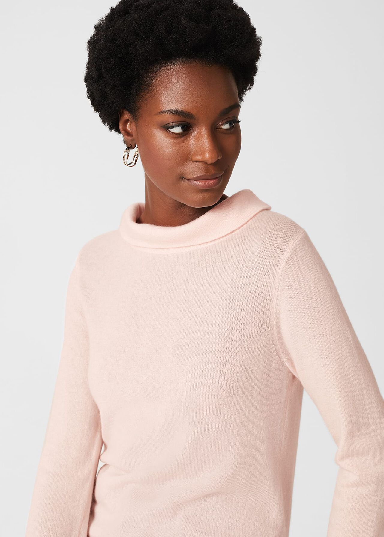 Audrey Wool Cashmere Jumper, Pale Pink, hi-res