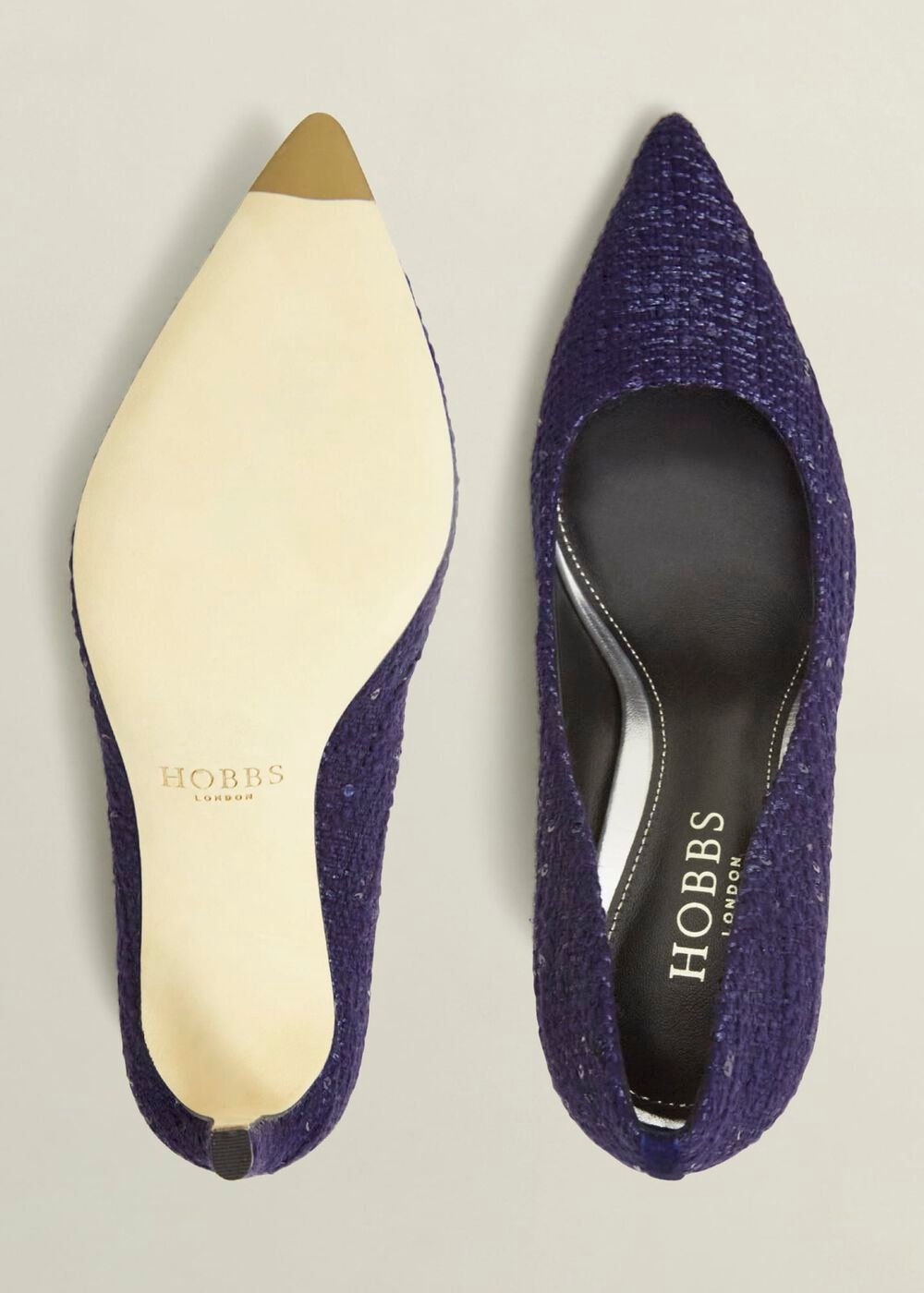 Leila Tweed Court Shoes, Midnight, hi-res