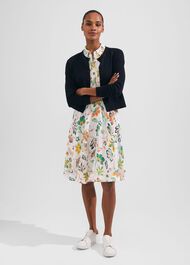 Michelle Cotton Cardigan , Navy, hi-res