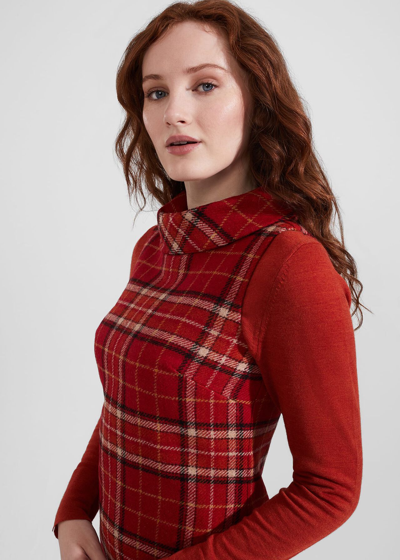 Mila Wool Dress, Red Multi, hi-res