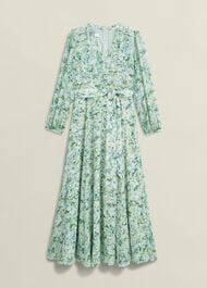 Petite Thea Tie Belted Dress, Sage Green, hi-res