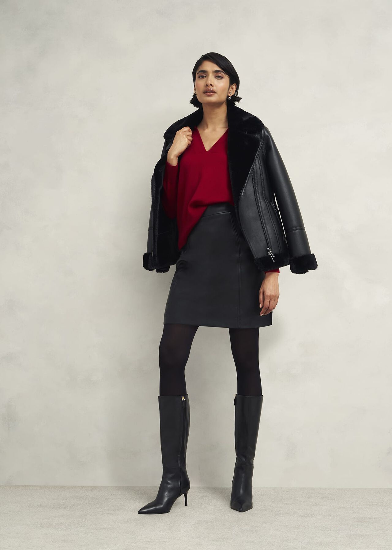 Lettie V Neck Jumper With Cashmere, Pomegranate Red, hi-res